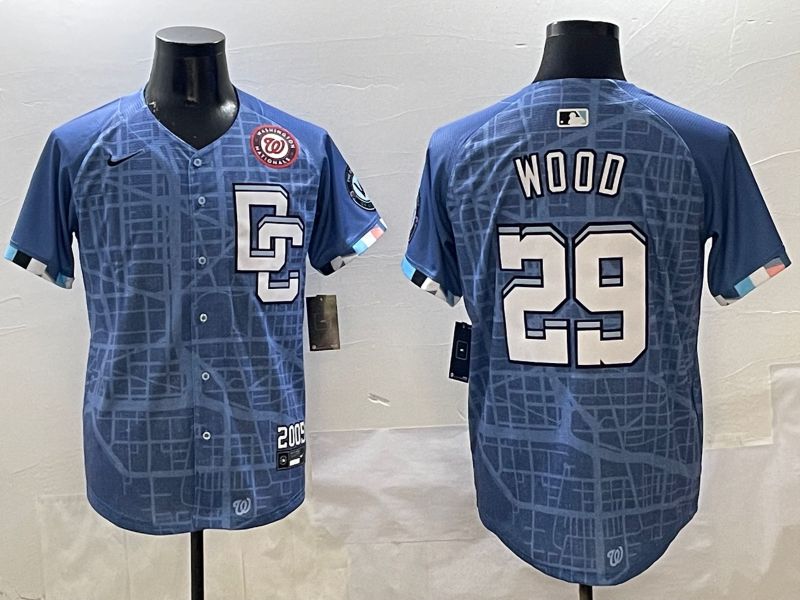 Men Washington Nationals #29 Wood Blue Joint Name 2025 Nike MLB Jersey style 6